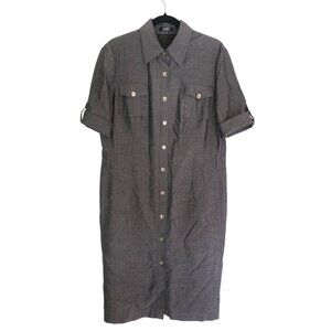 ALEX MARIE- WOMENS BUTTON DOWN GREY MIDI DRESS SIZE 14